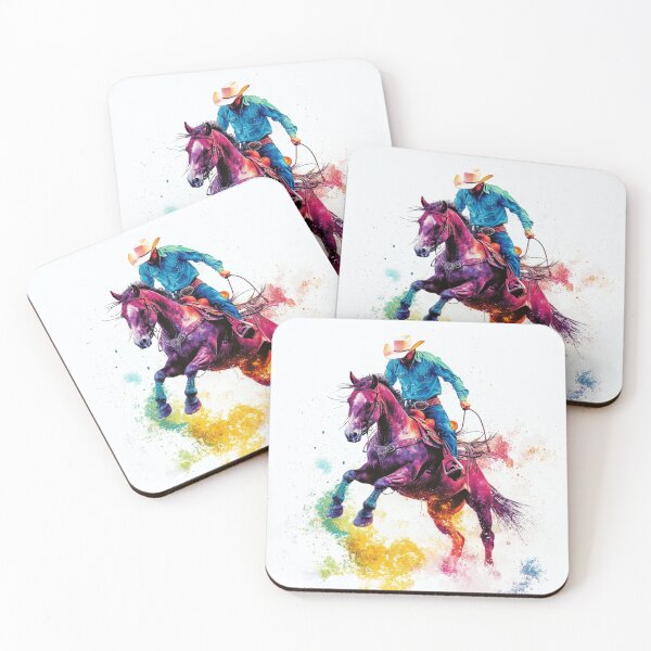Item preview, Horse and rider rodeo bucking bronco abstract Active Outdoors Inspired Art designed and sold by CDC40.