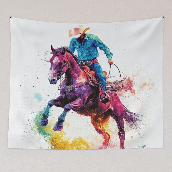 Item preview, Horse and rider rodeo bucking bronco abstract Active Outdoors Inspired Art designed and sold by CDC40.