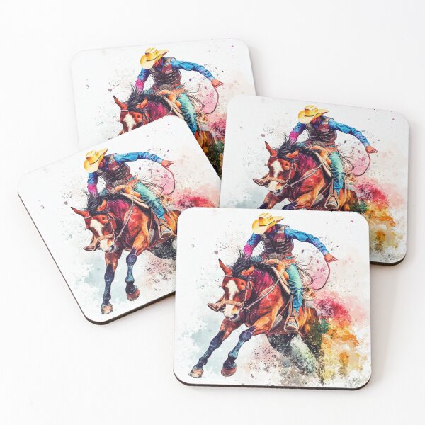 Item preview, Horse and rider rodeo bucking bronco abstract Active Outdoors Inspired Art designed and sold by CDC40.