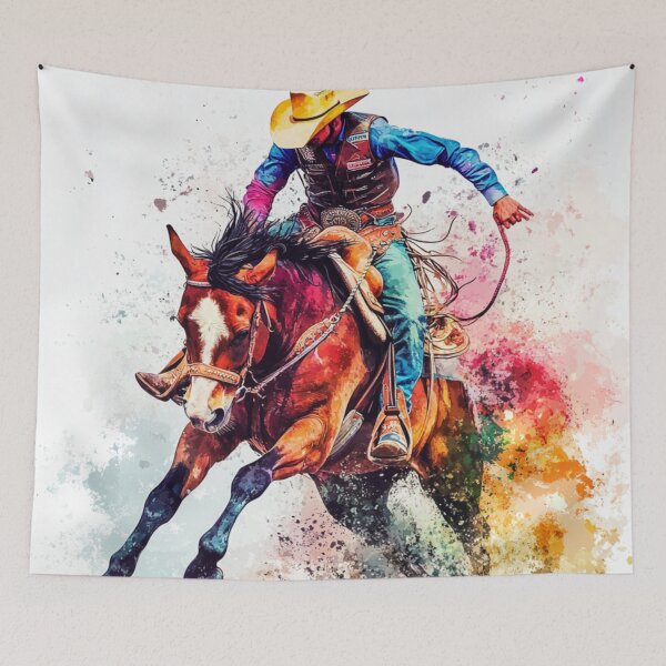 Item preview, Horse and rider rodeo bucking bronco abstract Active Outdoors Inspired Art designed and sold by CDC40.