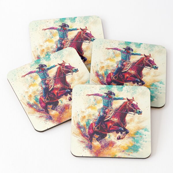 Item preview, Horse and rider rodeo bucking bronco abstract Active Outdoors Inspired Art designed and sold by CDC40.