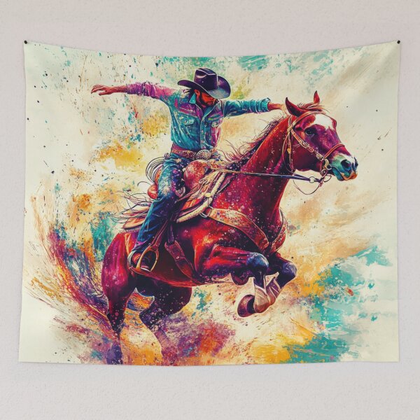 Item preview, Horse and rider rodeo bucking bronco abstract Active Outdoors Inspired Art designed and sold by CDC40.