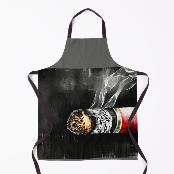Item preview, Burning Cigar Emitting Smoke Trail Against Dark Background with Detailed Embers and Intricate Cigar designed and sold by OlfactoART Studio.