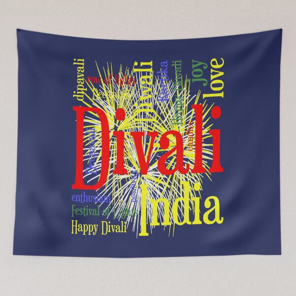 Item preview, Festival Of Lights Diwali Firework Word Collage designed and sold by taiche.