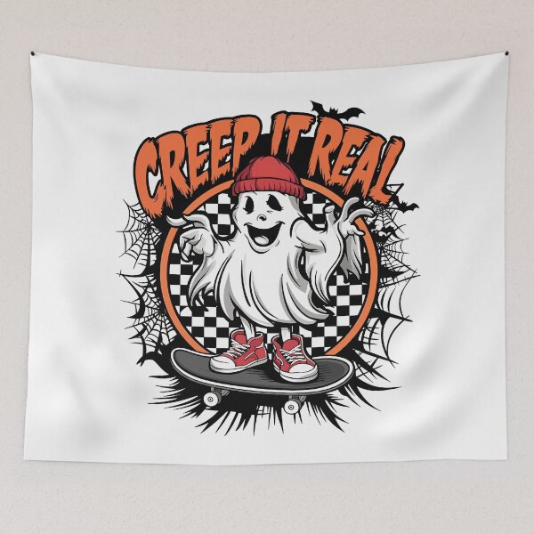 Item preview, Creep It Real Skater Ghost Halloween designed and sold by Quirky Shirts.