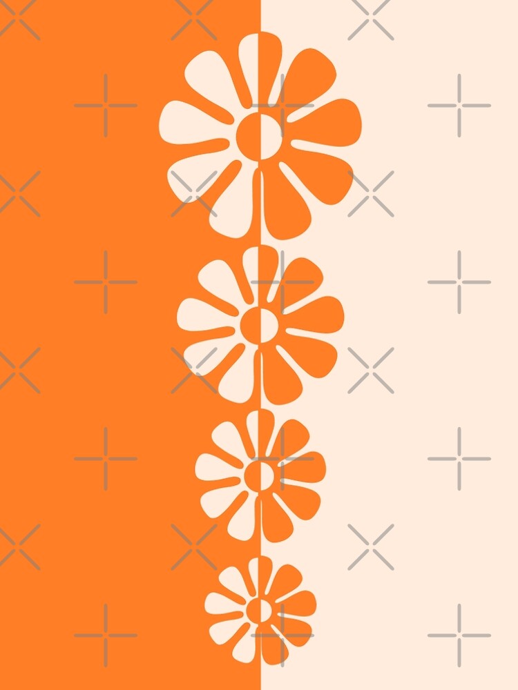 Thumbnail 4 of 4, A-Line Dress, 1960's Bold Retro Mod Flowers in Orange and Cream designed and sold by MellowCat.
