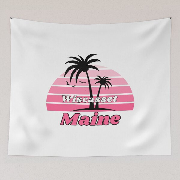 Item preview, Retro Cool Wiscasset Beach Maine Palm Tree at Sunset Souvenirs designed and sold by karmdaf.