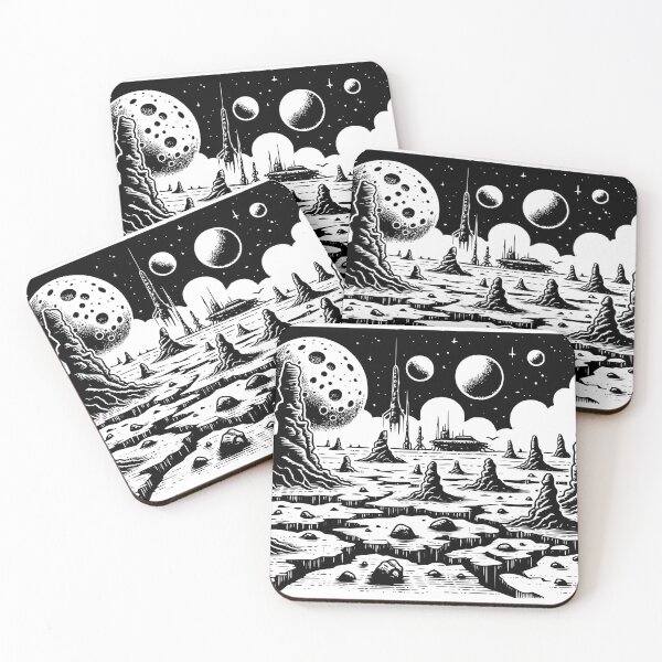 Item preview, Abstract Alien Landscape with Strange Planets, Crevasses and Landforms designed and sold by LaVacheDesign.