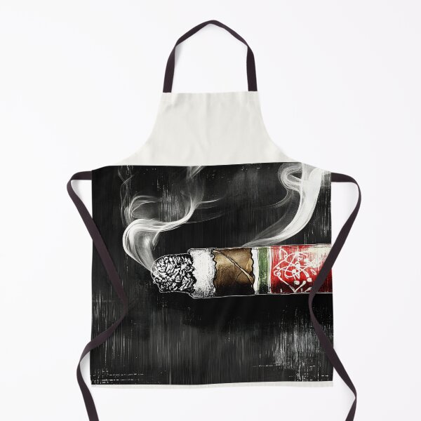 Item preview, Vibrant Cigar with Intricate Pattern and Swirling Smoke Against Dark Background designed and sold by OlfactoART Studio.