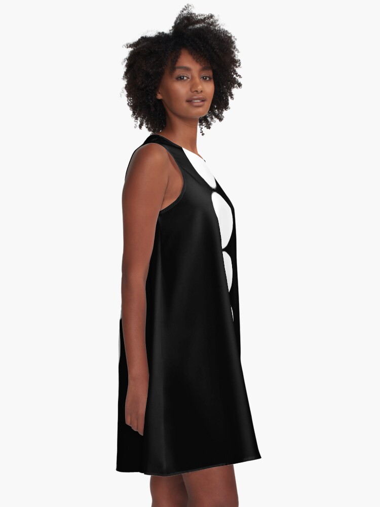 Thumbnail 2 of 4, A-Line Dress, 60's Retro Mod Minimal Dots in Black and White designed and sold by MellowCat.