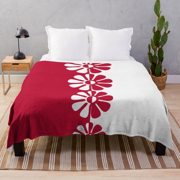 Item preview, 1960's Bold Retro Mod Flowers in Red and White designed and sold by MellowCat.