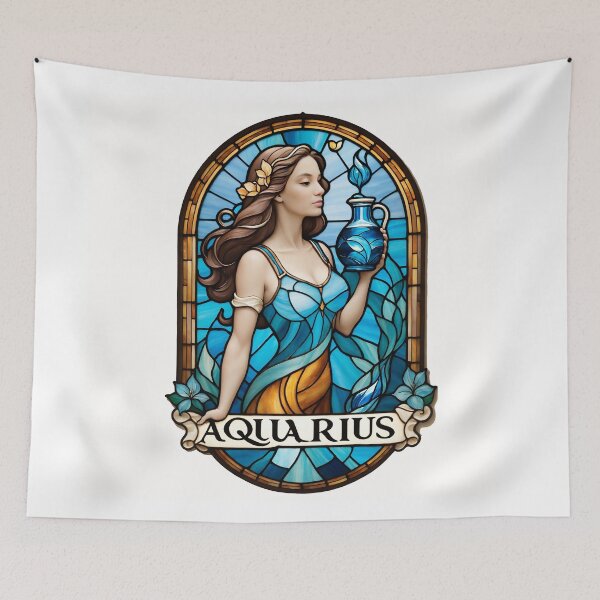 Item preview, Aquarius - Stunning Stained Glass Art for Zodiac Lovers designed and sold by Andyconan.