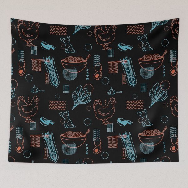 Item preview, Ramen Recipe Japanese Design Minimalist Dark Pattern by Tobe Fonseca designed and sold by Tobe Fonseca®.