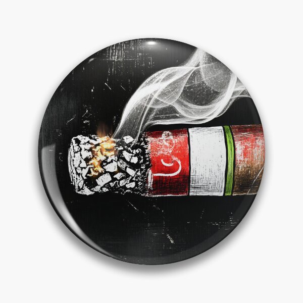 Item preview, Burning Cigar with Red and White Banding Emitting Curling Smoke Against Dark Textured Background designed and sold by OlfactoART Studio.