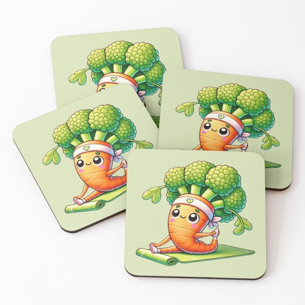 Item preview, Yoga Carrot Broccoli Cartoon Vegan Fitness Sport Training Active designed and sold by Annika Shurafa.
