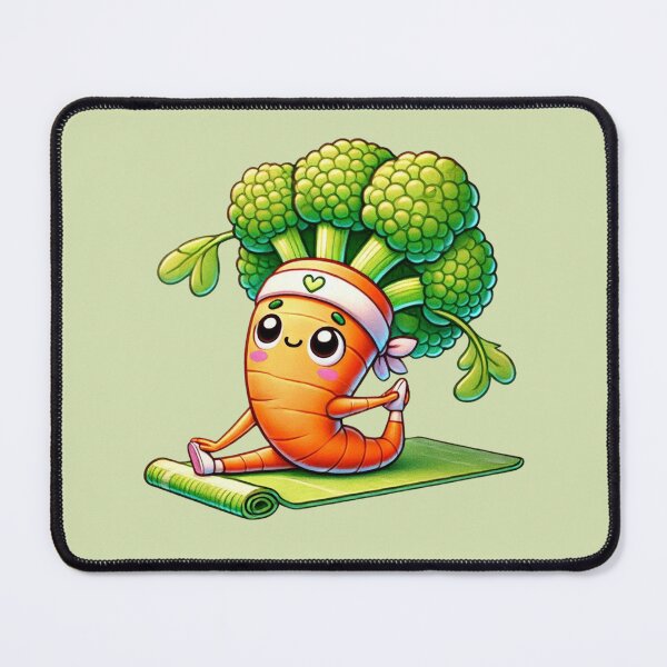Item preview, Yoga Carrot Broccoli Cartoon Vegan Fitness Sport Training Active designed and sold by Annika Shurafa.
