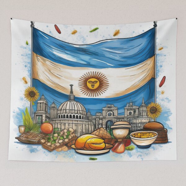 Item preview, Argentina Flag & Cuisine Illustration - Celebrate Culture designed and sold by RaiyaTees.
