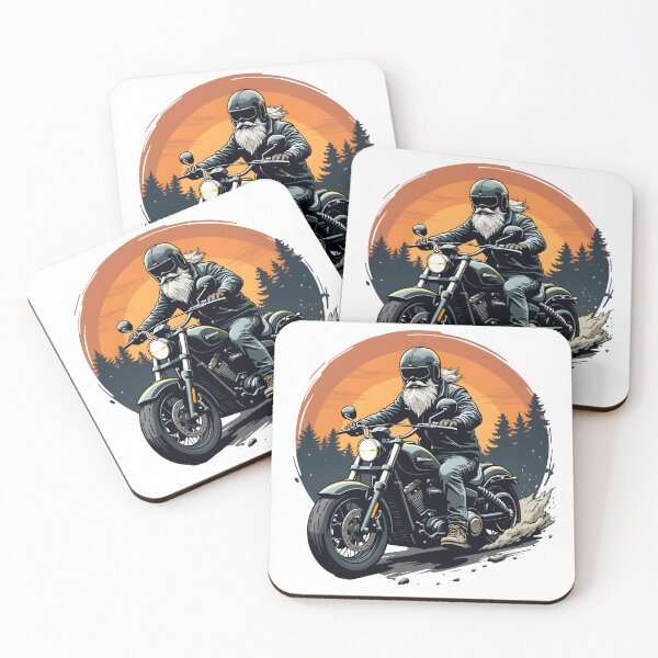 Item preview, cool grandpa biker with white beard enjoys the ride on his motorcycle designed and sold by VelvetClawStudio.