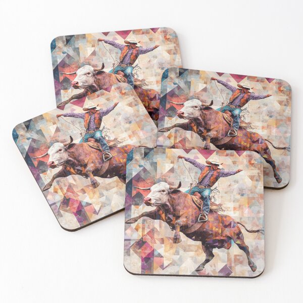 Item preview, Rodeo bull rider geometric patterns Active Outdoors Inspired Art designed and sold by CDC40.