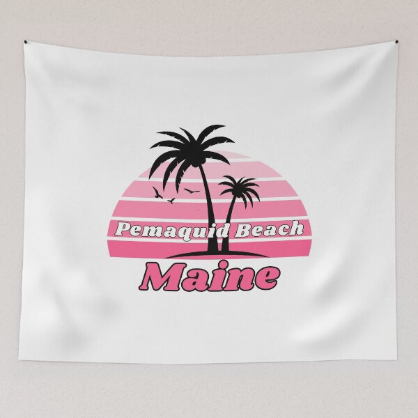 Item preview, Retro Cool Pemaquid Beach Maine Palm Tree at Sunset Souvenirs designed and sold by karmdaf.