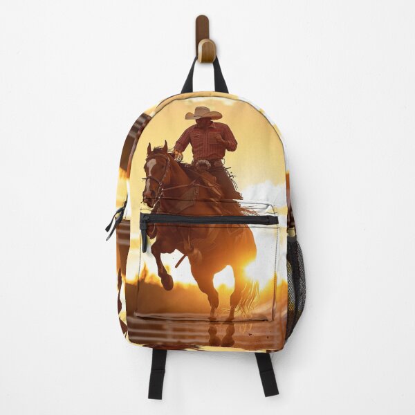 Item preview, Rodeo rider cowboy mid air sunset backdrop Active Outdoors Inspired Art designed and sold by CDC40.