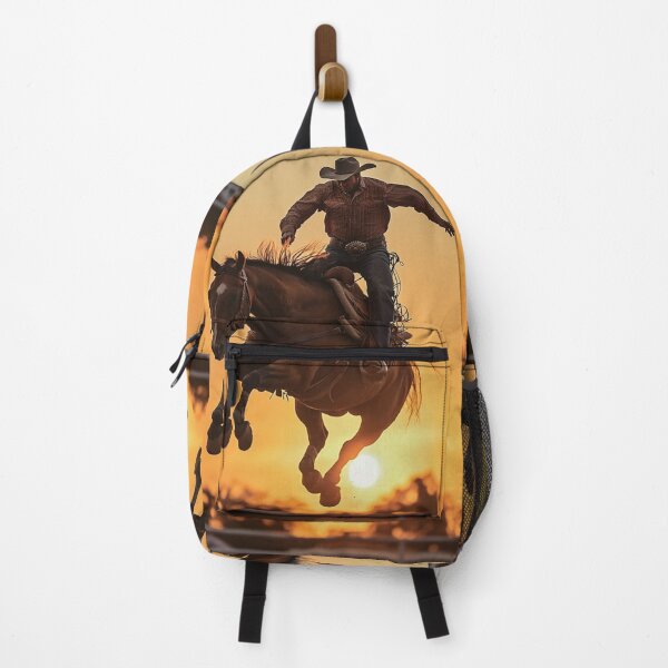 Item preview, Rodeo rider cowboy mid air sunset backdrop Active Outdoors Inspired Art designed and sold by CDC40.