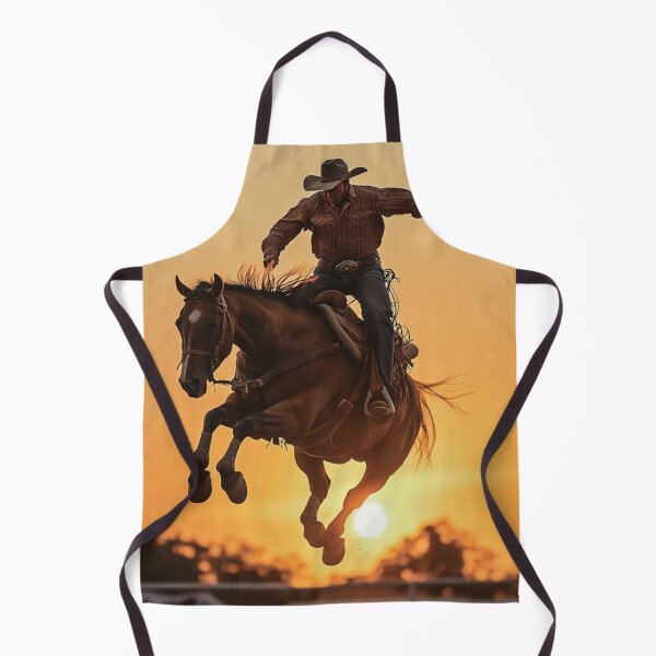 Item preview, Rodeo rider cowboy mid air sunset backdrop Active Outdoors Inspired Art designed and sold by CDC40.