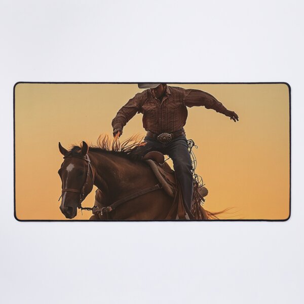 Item preview, Rodeo rider cowboy mid air sunset backdrop Active Outdoors Inspired Art designed and sold by CDC40.