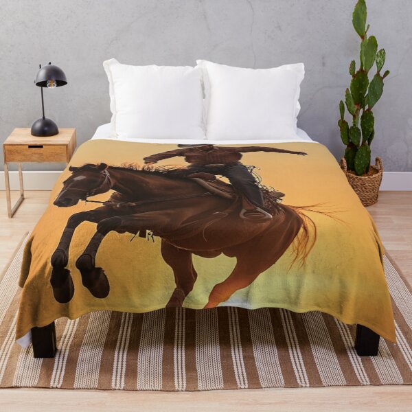 Item preview, Rodeo rider cowboy mid air sunset backdrop Active Outdoors Inspired Art designed and sold by CDC40.