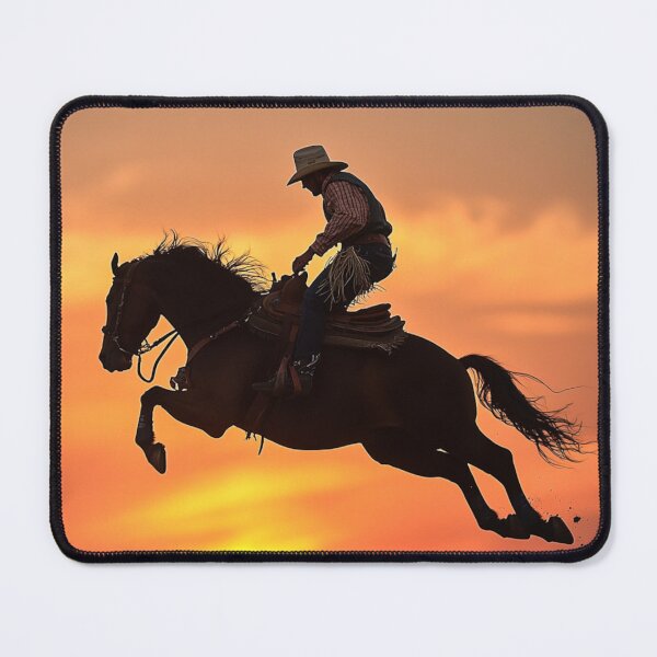 Item preview, Rodeo rider cowboy mid air sunset backdrop Active Outdoors Inspired Art designed and sold by CDC40.