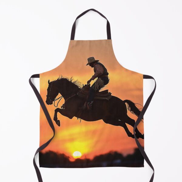 Item preview, Rodeo rider cowboy mid air sunset backdrop Active Outdoors Inspired Art designed and sold by CDC40.