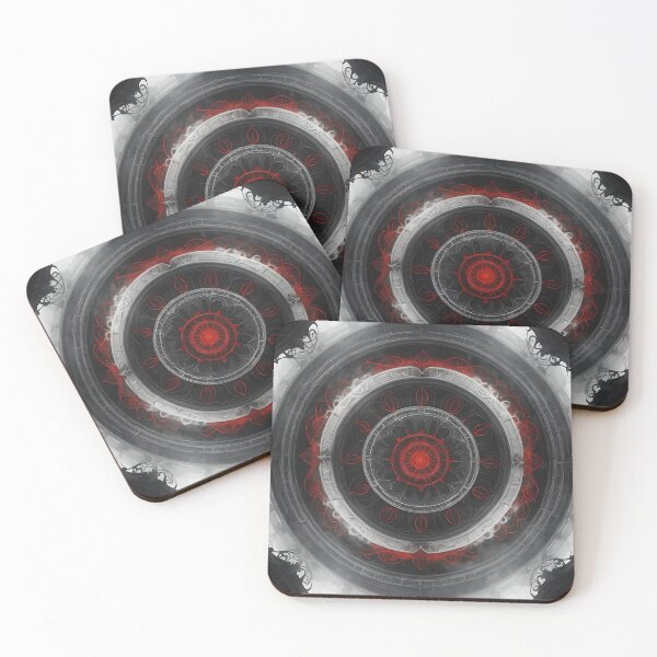 Item preview, Mechanical Eclipse Mandala with Red Accents designed and sold by MandalasShops.