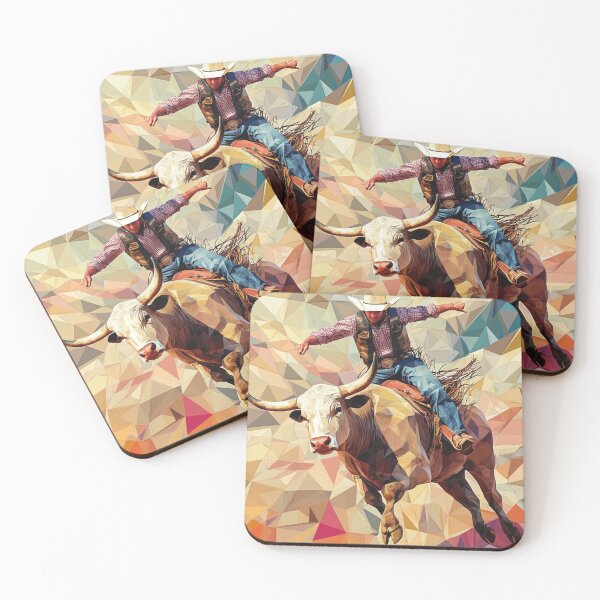 Item preview, Rodeo bull rider geometric patterns Active Outdoors Inspired Art designed and sold by CDC40.