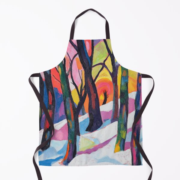 Item preview, El diseño de pintura vibrante representa una escena de bosque invernal con árboles estilizados y una puesta de sol colorida. designed and sold by HEMRO.