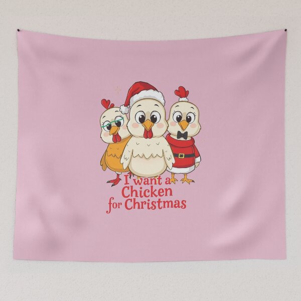 Item preview, I Want a Chicken for Christmas - Cute Holiday Farm Humor, chick  designed and sold by bubblylive.