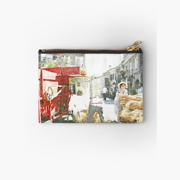 Item preview, Peasants around the threshing machine in the square designed and sold by Giuseppe Cocco.
