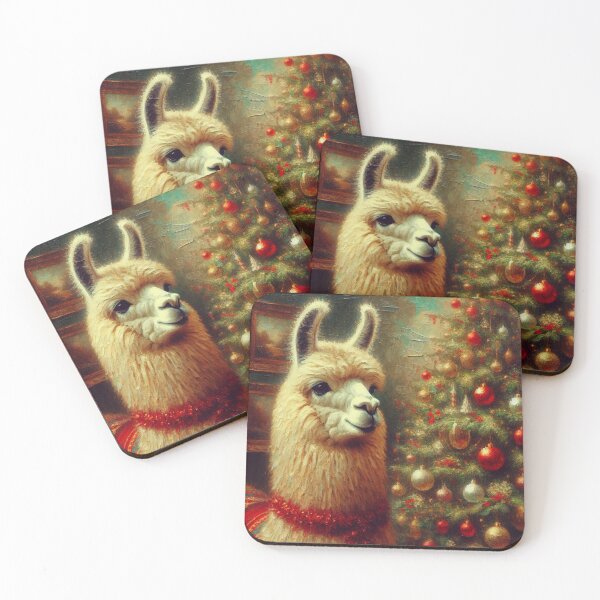Item preview, Retro Llama Standing by a Festive Christmas Tree designed and sold by mustardseed-410.