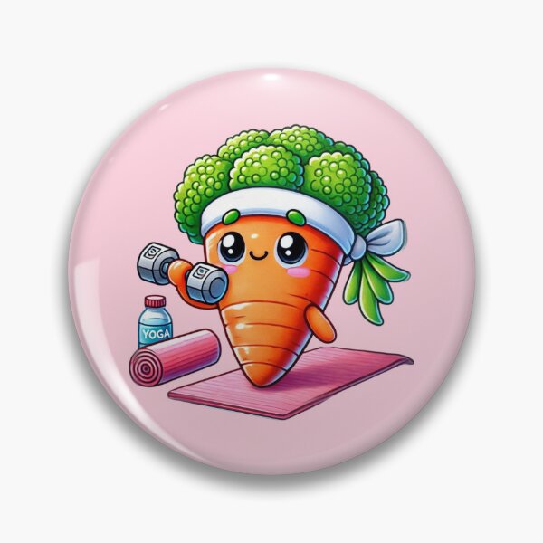 Item preview, Carrot Broccoli Dumbbell Yoga Cartoon Vegan Fitness Workout Active designed and sold by Annika Shurafa.