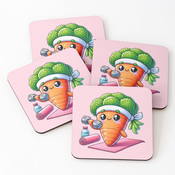 Item preview, Carrot Broccoli Dumbbell Yoga Cartoon Vegan Fitness Workout Active designed and sold by Annika Shurafa.