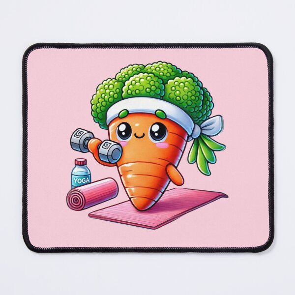 Item preview, Carrot Broccoli Dumbbell Yoga Cartoon Vegan Fitness Workout Active designed and sold by Annika Shurafa.