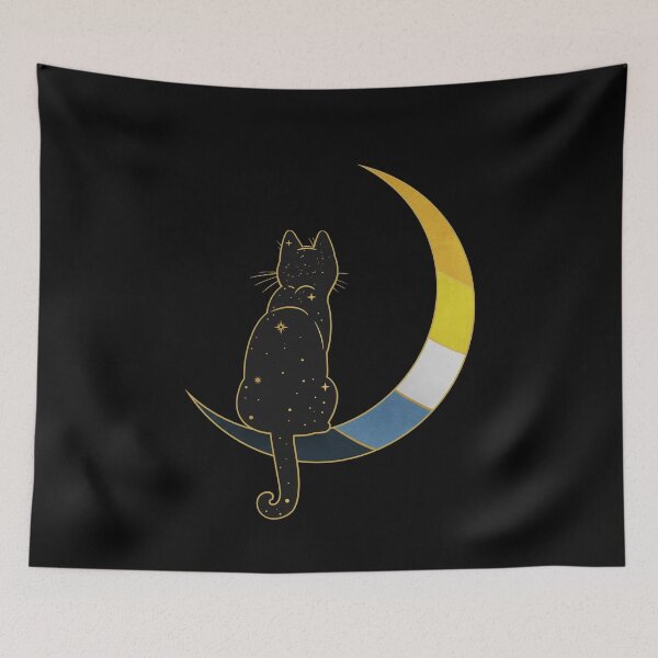 Item preview, Aroace Cat Moon Space LGBT Asexual Aromantic Pride Flag designed and sold by Clara Hollins.