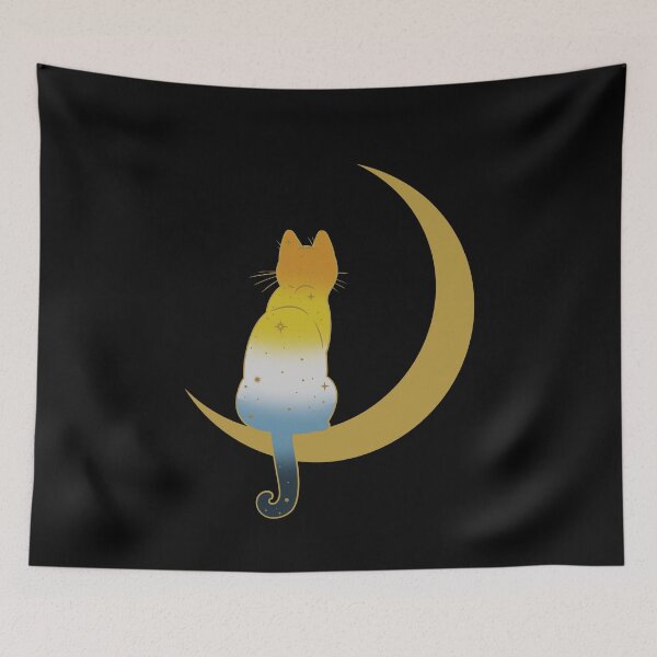 Item preview, Aroace Cat Moon Space LGBT Asexual Aromantic Pride Flag designed and sold by Clara Hollins.