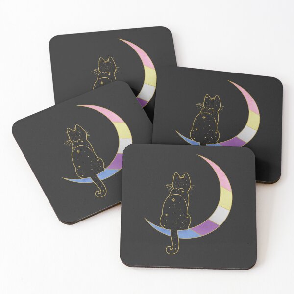 Item preview, Bigender Cat Moon Space LGBT Pride Flag designed and sold by Clara Hollins.