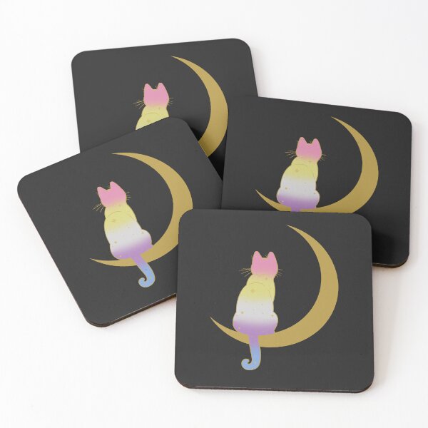 Item preview, Bigender Cat Moon Space LGBT Pride Flag designed and sold by Clara Hollins.