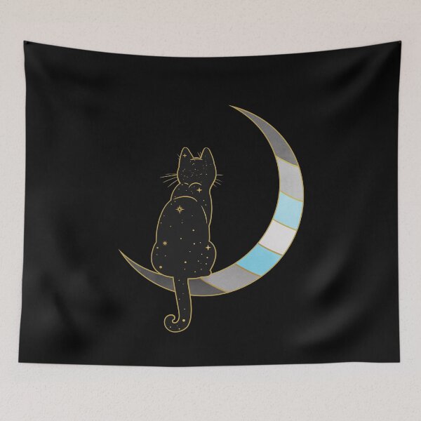 Item preview, Demiboy Cat Moon Space LGBT Pride Flag designed and sold by Clara Hollins.