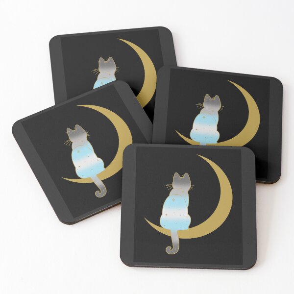 Item preview, Demiboy Cat Moon Space LGBT Pride Flag designed and sold by Clara Hollins.