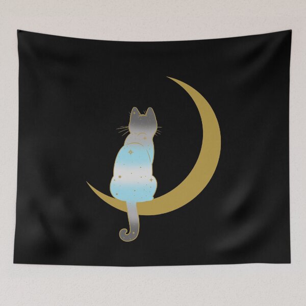 Item preview, Demiboy Cat Moon Space LGBT Pride Flag designed and sold by Clara Hollins.