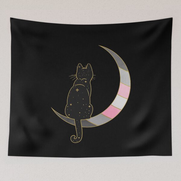 Item preview, Demigirl Cat Moon Space LGBT Pride Flag designed and sold by Clara Hollins.