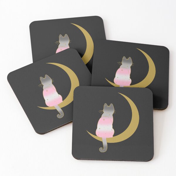 Item preview, Demigirl Cat Moon Space LGBT Pride Flag designed and sold by Clara Hollins.