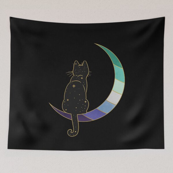 Item preview, Gay Man Cat Moon Space LGBT Pride Flag designed and sold by Clara Hollins.